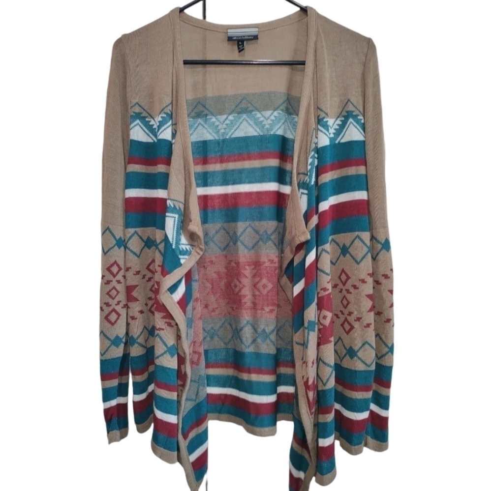 Allison Brittney Western Style open sweater size Large asymmetrical